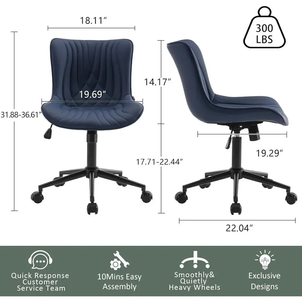Modern Office Chair Armless, Swivel, Rocking, Wheels, Adjustable, Faux Leather